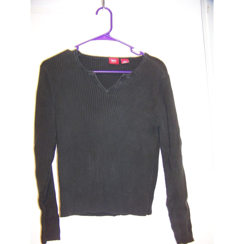 Wassano Black Ribbed Womens Shirt Size L